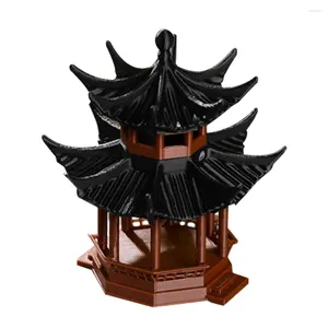 Dekoracje ogrodowe Pavilion Outdoor Gazebo Krajobrazowy posąg Aquarium Ozdłużenie Bonsai Metalowy plastikowy figurka miniaturowa figurka