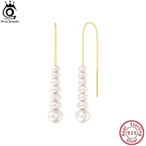 Orsa Jewels Handmade 925 Sterling Silver Dangle Earrings with Irregular Tassels Women 보석류 자연 바로크 진주 GPE72 240403