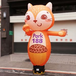 5mH (16.5ft) Lovely Inflatable animal style orange squirrel Customized slogan Outdoor Advertising Waving-Hand Air Sky wave Dancer with blower