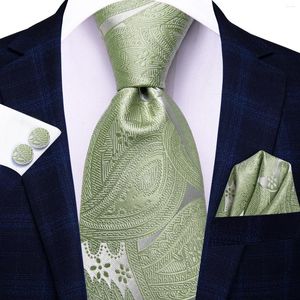 Bow Ties Hi-tie Paisley Green Solid Men's Solid 8,5 cm Jacquard Akcesoria Daily Wear Cravat Party Party Prezent 3PCS Set