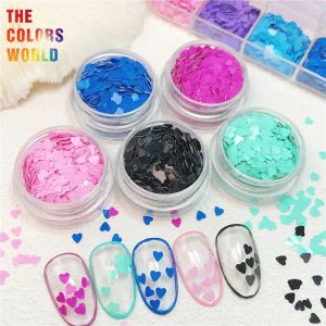 Glitter TCT215 Lösningsmedelsbeständig mattfärger Hjärtform 3mm Nail Glitter Nail Art Decoration Nail Polish Makeup Handwork Crafts DIY