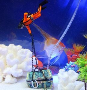 Creative Treasure Hunter Diver Action Figure Fish Tank Ornament Aquarium Decoration Landscape 318f5485627