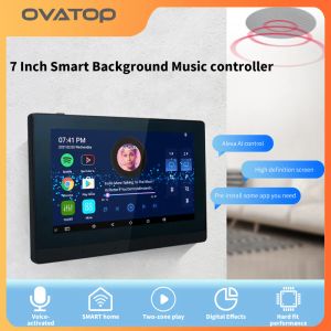 Amplifier 7inch Smart Home Background Music Control Stereo Sound Google Play YouTube WIFI Touch Screen Bluetooth Audio In Wall Amplifier