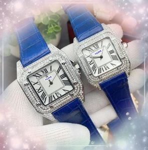 Orologio da uomo del serbatoio romano quadrato donna Lady Lady Luxury Blue Black Black Cow Leather Diamonds Ring Sports Quartz Chronograph Presidente militare Rose Gold Silver Watchs Gifts