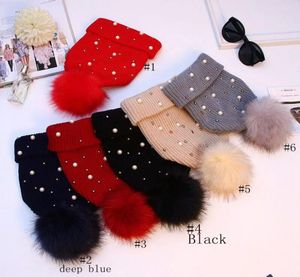 Peal Knit Hat Fashion Knitted Hats With Beads Thick Warm Winter Cap Soft Stretch Pom Poms Beanies Women039s Skullies Caps GGA292812692