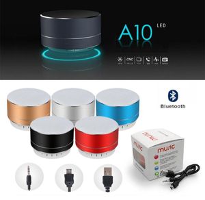 Портативные динамики A10 Mini Wireless Bluetooth -динамик с FM TF Card Slot Ручные руки светодиодные аудиоплееры для планшета MP3 с Box7081235