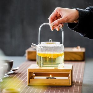 TEA TRAYS TEAPOT Värme Base Varm spis Hushåll Japansk bambu varmare pottenuppsättning Tillbehör