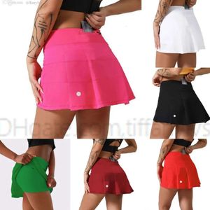 2024 lululemenI Womens Pleated Tennis Skirt Lemens Women Gym Clothes Sports Shorts Female Running Fiess Dance Yog Underwear Beach Biker Golf Skirts nf636