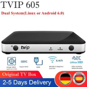 Box Hot New Set Box Top TVIP 605 Android Linux Dual OS Android TV Box AmLogic S905X QuadCore Support H.265 1920x1080 Smart TV Box