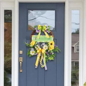 Fiori decorativi porta anteriore ghirlanda colorata di fiori artificiali colorati per la casa di vetrine decorazioni