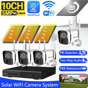 System 10Ch 5MP NVR Solar Wireless CCTV 4MP IP -Kamera -System PIR Solar Battery Powered WiFi IP -Überwachungskamera Set 8Ch WiFi NVR Kits