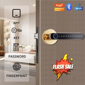 Замок Tuya Finger -Отпечаток Биометрический интеллектуальный дверная блокировка дома с клавишной картой цифровой замок дверной замок. Клавишка Без ключа вход