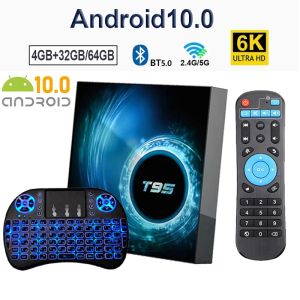 Box Senaste T95 Smart TV Box Android 10.0 6K 2.4G 5G WiFi 3D Voice 64G 4K Quad Fast Core Settop Box Support Multiple Media Player