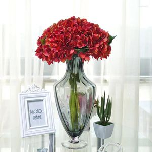 Dekorativa blommor 1 bunt konstgjorda hortensia falska gren Silk Peony Plastblomma Vase Arrangemang för hembröllopsfestdekor