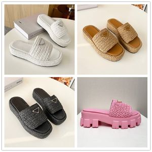 High quality designer sandal Womens Slippers summer slides sandal heels slider Classic beach Slides crochet flatform Sandale Room outdoors travel pool platform