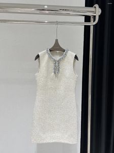 Casual Dresses 2024SS Summer Women Luxury Sequined Tweed Vest Sleeveless Dress for Female DDXGZ2 2.24