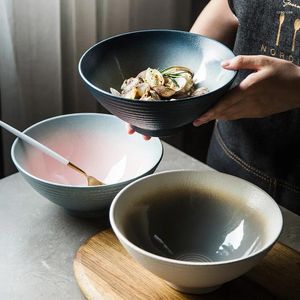 Kaseler Japon ramen kase seramik tek erişte ev salatası Dougasa yaratıcı restoran sofra takımı
