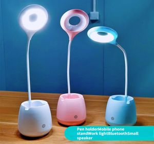 Factory Outlet New LED Multifunctional Bluetooth o Touch Desk Lamp Pen Holder Mobile Phone Stand Learning Entertainment Speaker Lamp 2pcs A Lots8569943