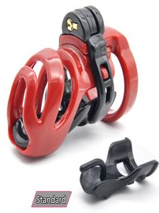 Doutor Mona Lisa - A nova resina masculina de chegada Punção PA Red Black Cage Device Cintury With Four Rings Kit Bondage SM Toys8884440