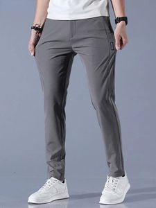 Calça homens homens verão gelo seda casual elástico solto estilo fino rápido seco esportes respiráveis 240402