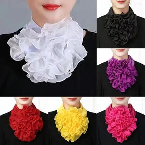 Scarves Fashion Polyester Neckerchief Ring Solid Color Ruffles Fake Collar For Women Detachable Neck Gaiter Elegant Scarf Free Size