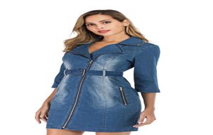 Kadın Yüksek Kaliteli Vestidos Elastik Denim Elbise Günlük Paket Paket Kalça Partisi Gece Kulübü Giyim Fermuar 2021 DRS1708408