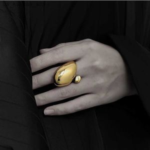 Cluster Rings Perisbox Modern Pure Gold Plated Extra Large Open Dome Ring Womens Short and Fat Statement Big Finger Ring Fashion Party Jewelry240408