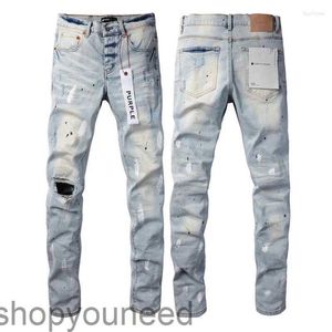 Herren Jeans Purple Brand American High Street Blue Distressed 2024 Modetrendqualität