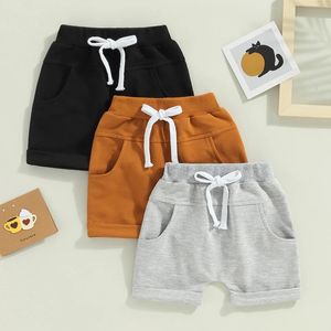 -01-03 Lioraitiin 0-3years Toddler Kids Boys 3Pcs Short Trousers Casual Party Street Spring Summer Solid Drawstring Pants 240328