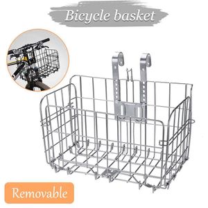 Metal Foldable Bike Front Rear Basket Bicycle Handlebar Shopping Cycling 240329