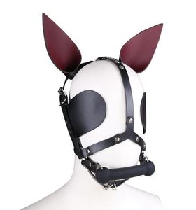 Cowhide Harness Leather Hood Head Horse Mask Dog Bone Mouth Gag Bondage BDSM Sex Games Toy R529568247