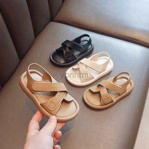 Sweri 2023 Yaz Yeni Çocuk Plaj Ayakkabıları Çocuk Yumuşak Deri Sandals Basit Stil Unisex Erkek Kızlar Günlük Spor Sandalyas Boyutu 22-37 240408