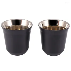 Tazze piatti 2 pacchi di caffè in acciaio inossidabile a doppio inossidabile espresso 80 ml in polvere