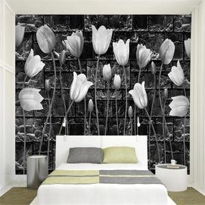 Tapeten Milofi Custom 3D Tapete Wandbild Tulpe Retro Mauer Hintergrund Wohnzimmer Schlafzimmer Dekoration