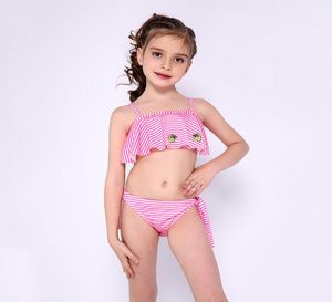 Girls 2Piece Blue Pink Swimsuit Bathing suit For Girl039s Color Stitching Print Two Piece Children039s Swimwear Cute prince5552725