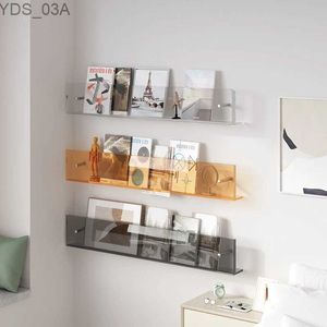 Other Home Decor Wall mounted acrylic magazine stand brochure rack 30/40/50cm floating record hanging bookshelf literature storage yq240408