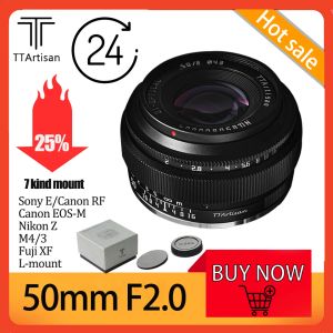 Zubehör Ttartisan Manual Focus 50mm F2 Voller Frame Large Apertur Proteable Camera Objektiv für Sony E/Nikon Z/Fuji XF/Canon RF/Canon EOSM