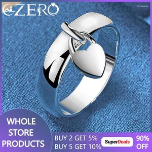 Ringos de cluster Alizero 925 Sterling Silver Heart Lock Ring para mulheres Banda de noivado de casamento Fashion Party Charms Jewelry Lovers Gift