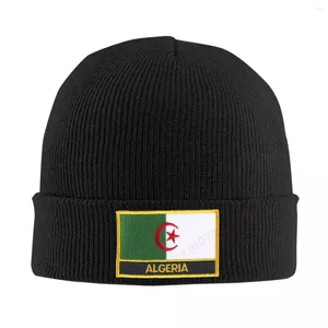 Berets Algeria Flag Embroidery Beanie Bonnet Knit Hats男性