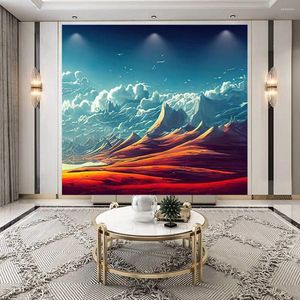 Shower Curtains Desert Landscape Mountains Snow Peel And Stick Wallpaper Paper Waterproof Printing Self Adhesive Removable