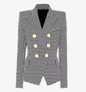 Mode blazers kvinnor kappa berömda kostymer svart houndstooth blazer damrockar jackor kvinnor kläder storlek s2xl6346092