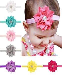 13 Farben Baby Girls Stirnbänder Lotus Blume Strass Stirnband Kind Kinder Haarzubehör Kopfbedeckung Süßes schöne Prinzessin Hairban4892260