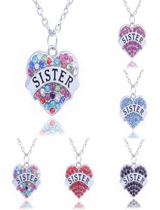 Mother Day Gift Mom Dotter syster Mormor Nana Tant Family Halsband Crystal Heart Pendant Rhinestone Women Jewelry8077188
