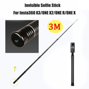 Kameror 3M Ultralight Carbon Fiber Stick för Insta360 X3 One X2/One R/One X GoPro 10 Action Camera Accessory Ny osynlig selfie -stick