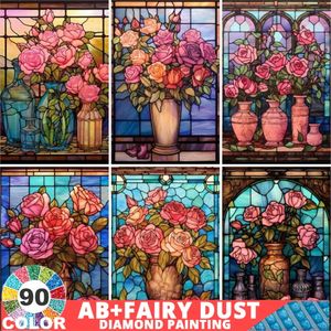 90 Color AB Fairy Dust Diamond Painting vemate Effetto di vetro Fiori Bouquet Mosaic Crabrini Paesaggio Fantasy Ricamo 240407