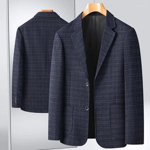 Ternos masculinos 2024 Moda de alta qualidade Bonita Empresa Primavera e outono Velho Suporte Loose Men Men-Igaid Dad Coat M-3xl