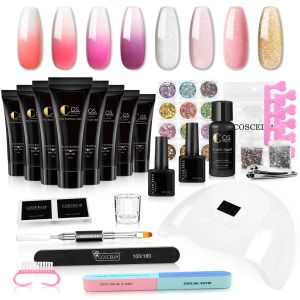 Kits COSCELIA Poly Nail Gel Kit with UV Led Lamp Gel Polish Nail Extension Slip Solution Nails Art Tools Manicure Set