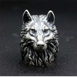 Cluster Rings Vintage Nordic Wolf Head Ring Mens Mens из нержавеющей стали панк -рок -велосипед