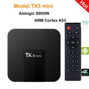 Kutu Android 8.1 TX3Mini TV Kutusu Akıllı TV H2.65 5G P 4K Set üstü kutu tvbox medya oynatıcı Amlogic S905W 1G 2G 16G Kutu PK T95