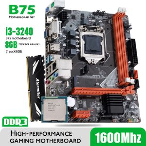 Motherboards Atermiter B75 Motherboard Set With Core I3 3240 1 x 8GB = 8GB 1600MHz DDR3 Desktop Memory Heat Sink USB3.0 SATA3